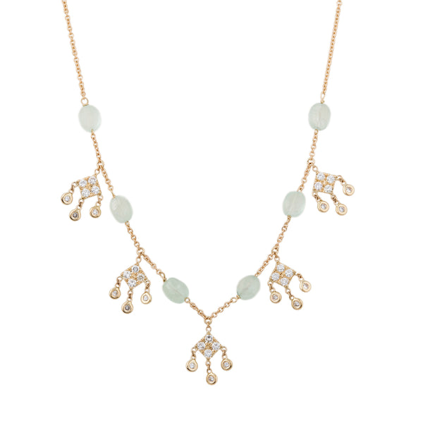 jacquie aiche GEMSTONE 5 KITE DIAMOND SHAKER NECKLACE
