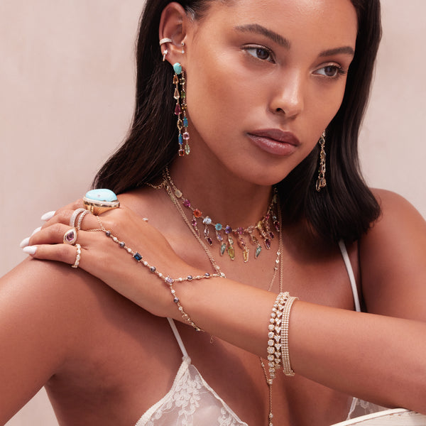 Jacquie Aiche Gemstone Black Pearl And Sophia Diamond Finger Bracelet