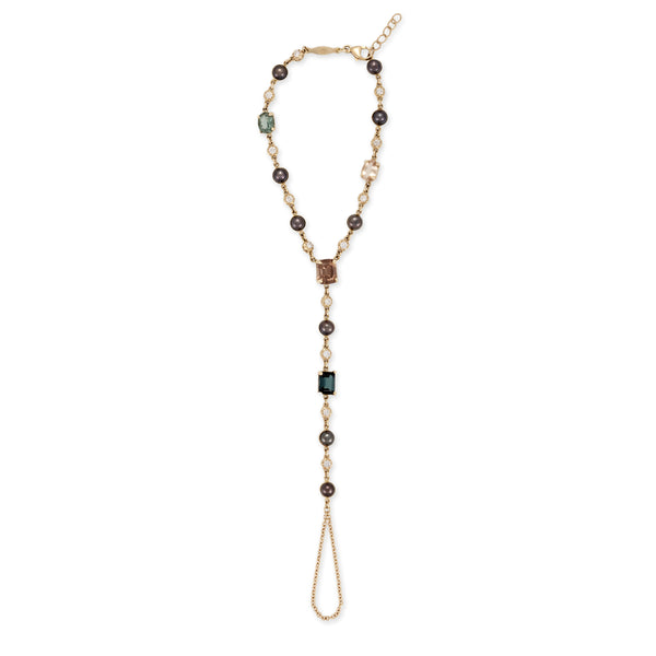 Jacquie Aiche Gemstone Black Pearl And Sophia Diamond Finger Bracelet