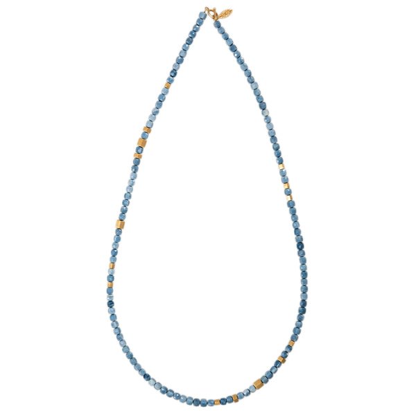 Jacquie Aiche Gold Hexagon Beads + Blue Opal Beaded Necklace
