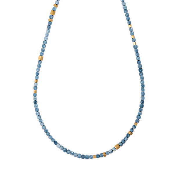 jacquie aiche Gold Hexagon Beads + Blue Opal Beaded Necklace