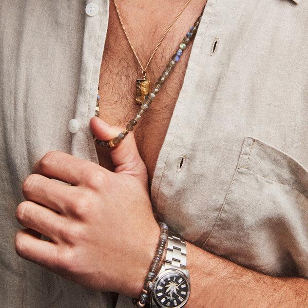 Jacquie Aiche Gold Hexagon Beads + Labradorite Beaded Necklace