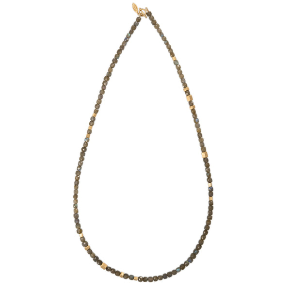 Jacquie Aiche Gold Hexagon Beads + Labradorite Beaded Necklace