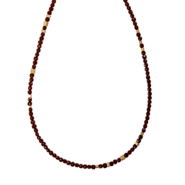 jacquie aiche Gold Hexagon Beads + Red Jasper Beaded Necklace