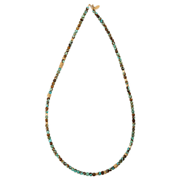 Jacquie Aiche Gold Hexagon Beads + Turquoise Beaded Necklace