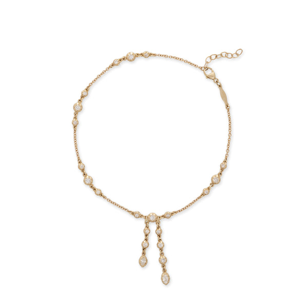 Jacquie Aiche Graduated 3x4 Sophia Diamond + Marquise Tassel Shaker Anklet