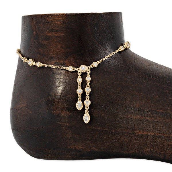 jacquie aiche Graduated 3x4 Sophia Diamond + Marquise Tassel Shaker Anklet