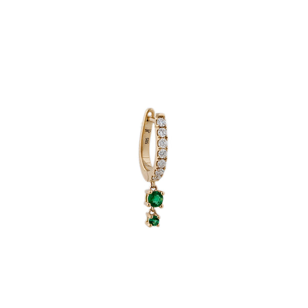 jacquie aiche Graduated Emerald Pave Diamond Mini Hoop
