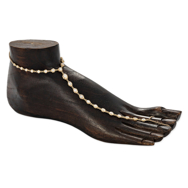 jacquie aiche Graduated Round + Marquise Sophia Diamond Toe Anklet