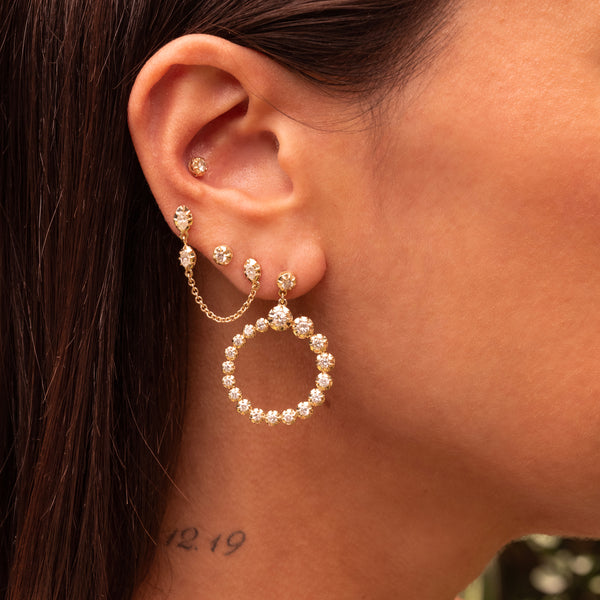 Jacquie Aiche GRADUATED SOPHIA DIAMOND FRONT FACING HOOPS