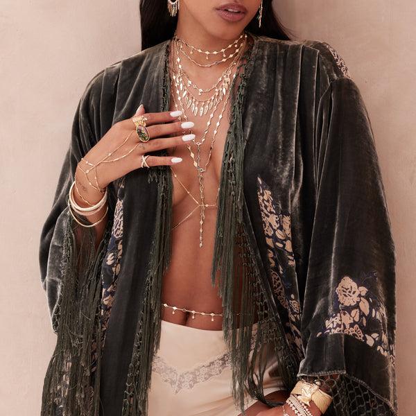 Jacquie Aiche Hammered Kite Shape + Diamond Shakers Necklace