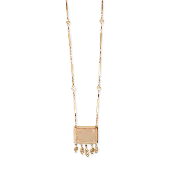 jacquie aiche Horizontal Prayer Box + 5 Graduated Marquise Diamond Shaker Necklace
