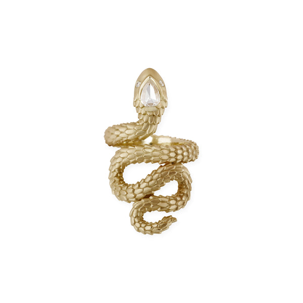 jacquie aiche Jacqueline Rose Cut Diamond Teardrop Snake Ring