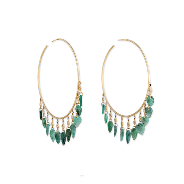 jacquie aiche 11 DIAMOND EMERALD LEAF SHAKER HOOPS