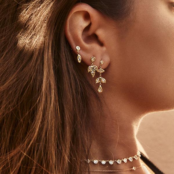 Jacquie Aiche 3 Teardrop Petal Drop Stud Earring