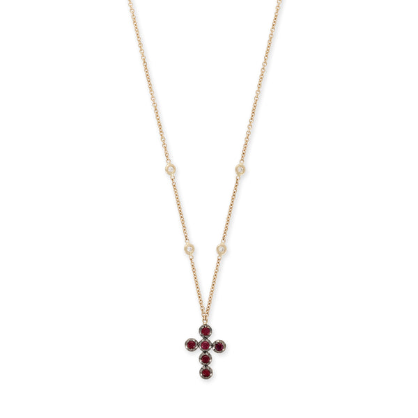 jacquie aiche 6 Sophia Ruby Cross Necklace