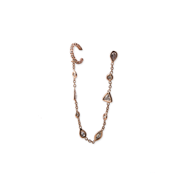 jacquie aiche 9 DIAMOND SHAPES CHAIN PAVE EAR CUFF
