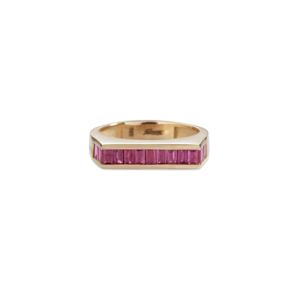 jacquie aiche Baguette Ruby Flat Bar Pinky Ring