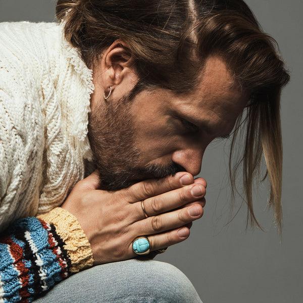 Jacquie Aiche Carved Turquoise Scarab Signet Ring