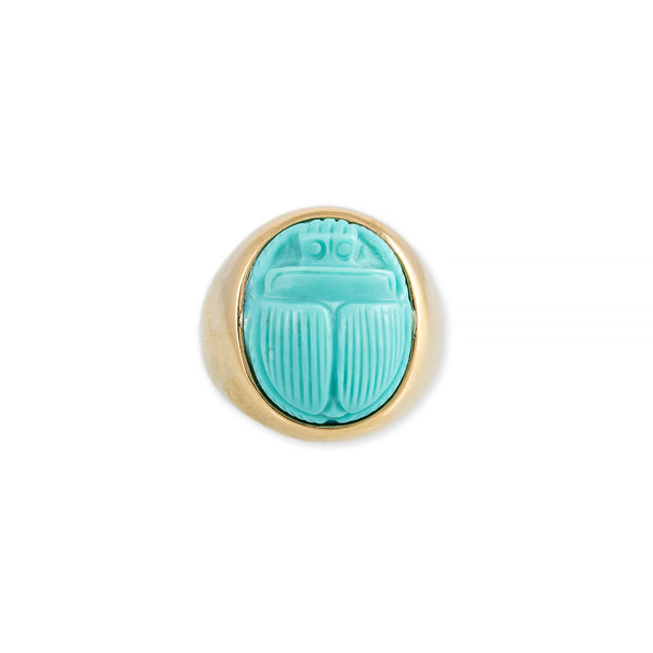 jacquie aiche Carved Turquoise Scarab Signet Ring