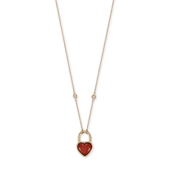 jacquie aiche Coral Heart Lock Necklace