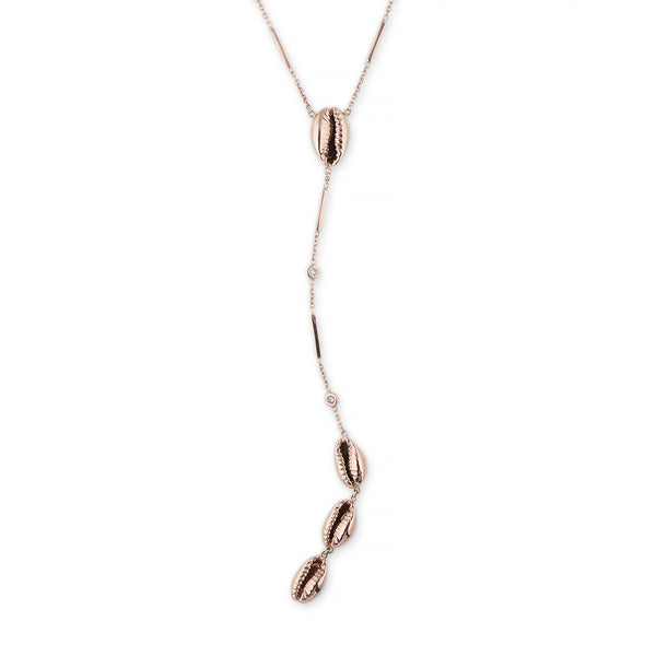 Jacquie Aiche Cowri Shell Diamond Y Necklace