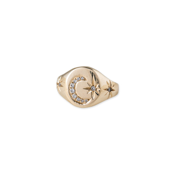 jacquie aiche Crescent Starburst Signet Ring