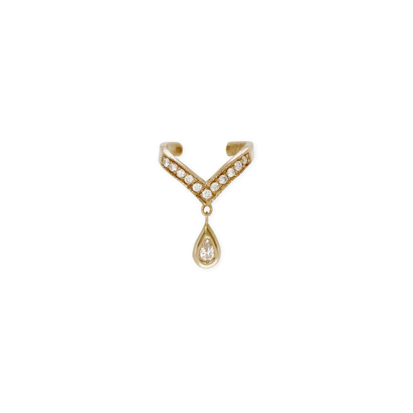 jacquie aiche Dangle Teardrop Diamond V Ear Cuff