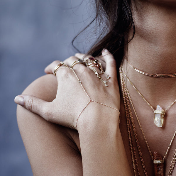 Jacquie Aiche Diamond Bezel Finger Bracelet