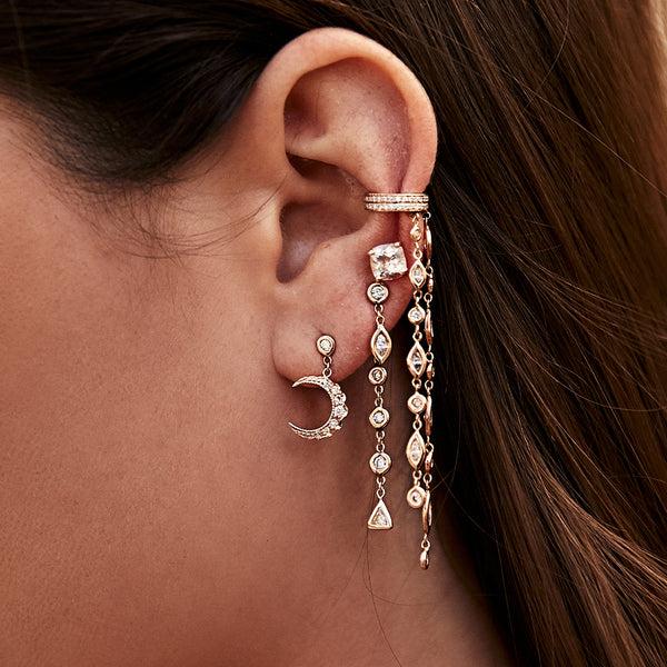Jacquie Aiche Diamond Crescent Drop Stud Earring