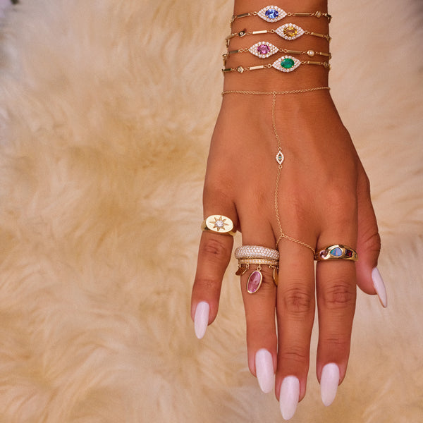 Jacquie Aiche Diamond Starburst Oval Signet Ring