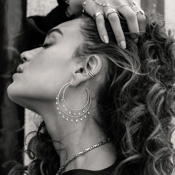 Jacquie Aiche DOUBLE ROW DIAMOND SHAKER HOOPS