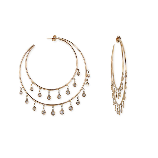 jacquie aiche DOUBLE ROW DIAMOND SHAKER HOOPS