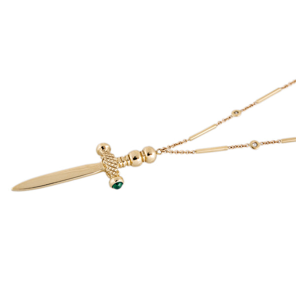 Jacquie Aiche Emerald Dagger Necklace