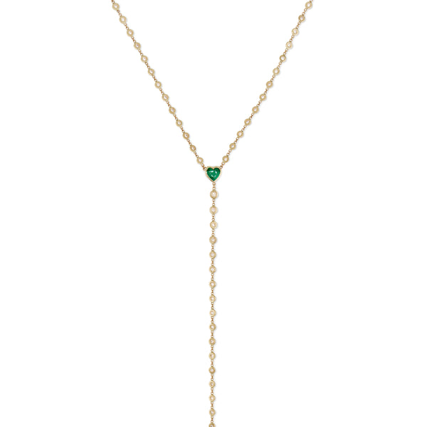 Jacquie Aiche Emerald Heart Diamond Y Necklace