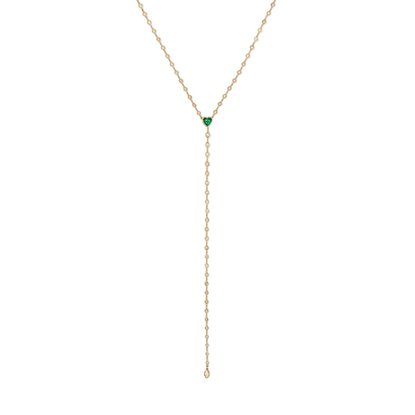 jacquie aiche Emerald Heart Diamond Y Necklace