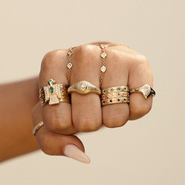 Jacquie Aiche Emerald Starburst Eternity Band Ring