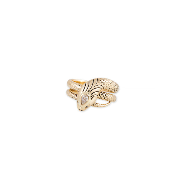 jacquie aiche Eva Teardrop Diamond Head Snake Ring