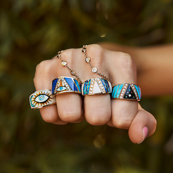 Jacquie Aiche Eye Gemstone Chevron Inlay Ring