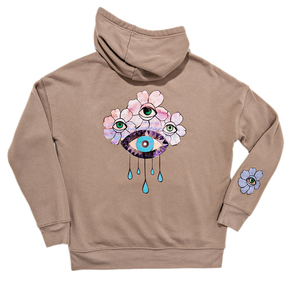 jacquie aiche FLOWER CROWN TAUPE HOODIE