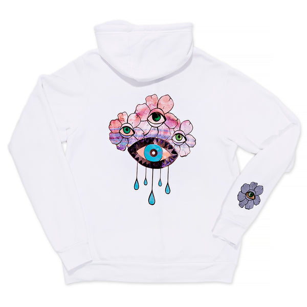jacquie aiche FLOWER CROWN WHITE ZIP HOODIE