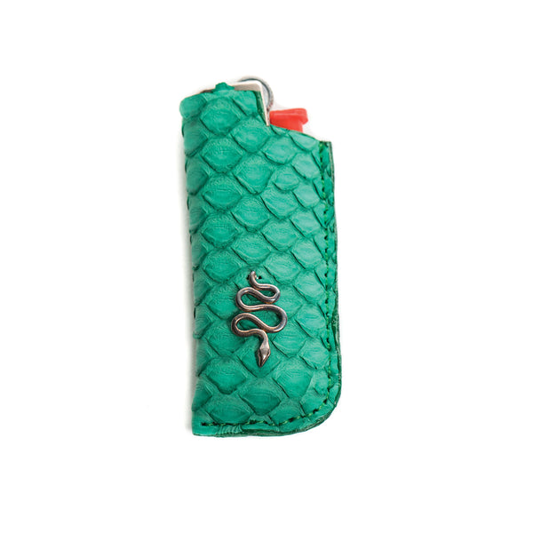 jacquie aiche GREEN SNAKE SKIN SNAKE LIGHTER