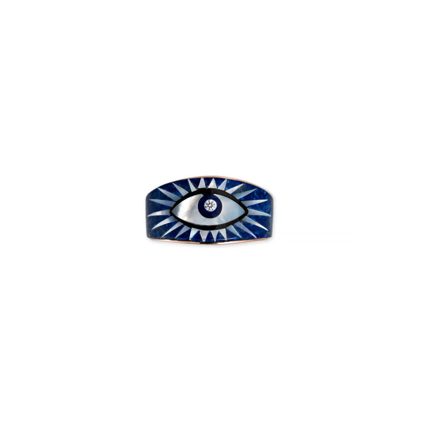 jacquie aiche Lapis + Pearl Inlay Eye Burst Ring