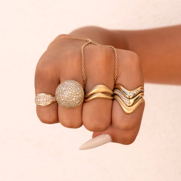 Jacquie Aiche Large 4 Diamond V Wave Ring