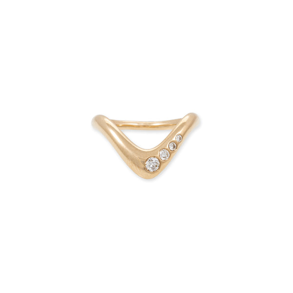 jacquie aiche Large 4 Diamond V Wave Ring