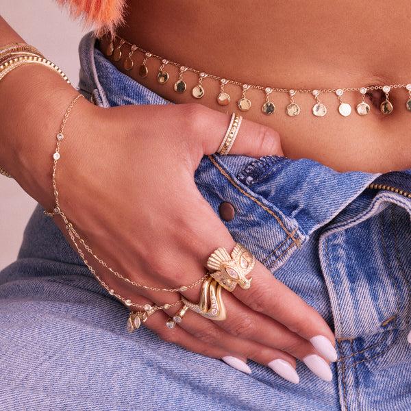 Jacquie Aiche Large Half Pave V Wave Ring