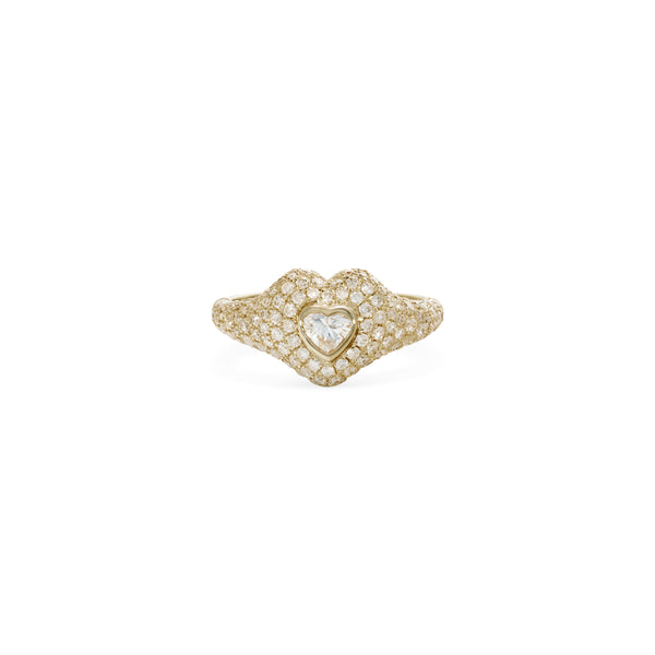 jacquie aiche Large Heart Diamond Pave Signet Ring