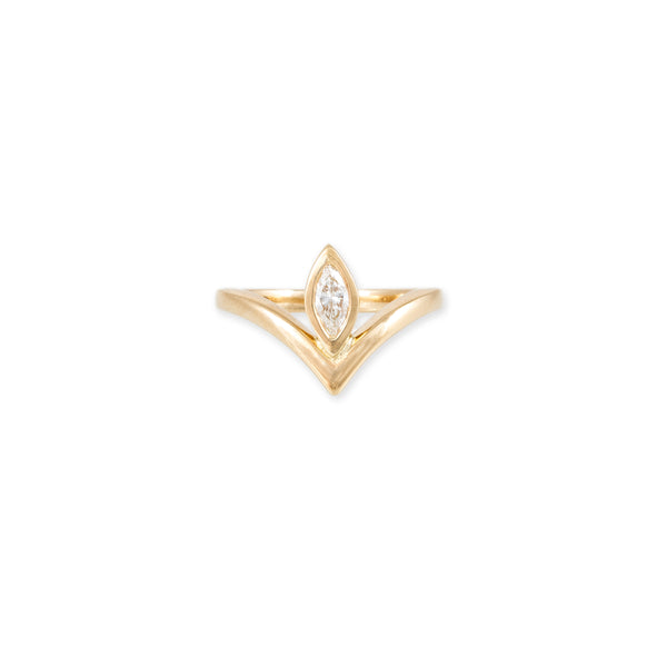 jacquie aiche Large Marquise Diamond V Ring