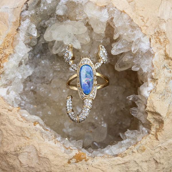 Jacquie Aiche Large Opal Pave Scorpion Ring