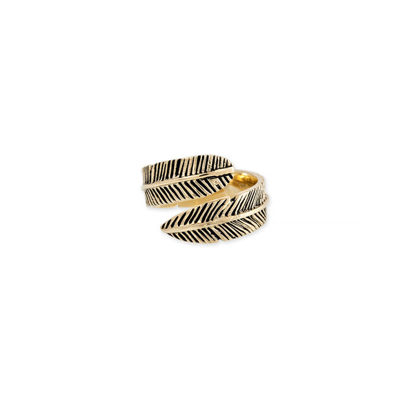 jacquie aiche Large Oxidized Feather Wrap Ring